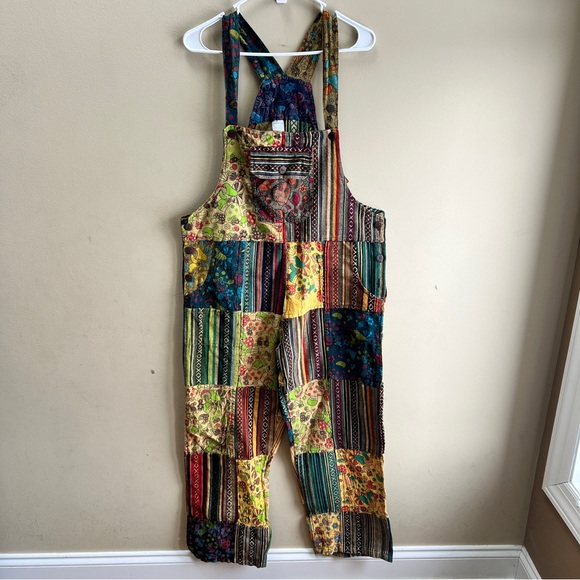 Mushroom Patchwork Jumpsuit Overalls Sz S/M - Picture 2 of 11